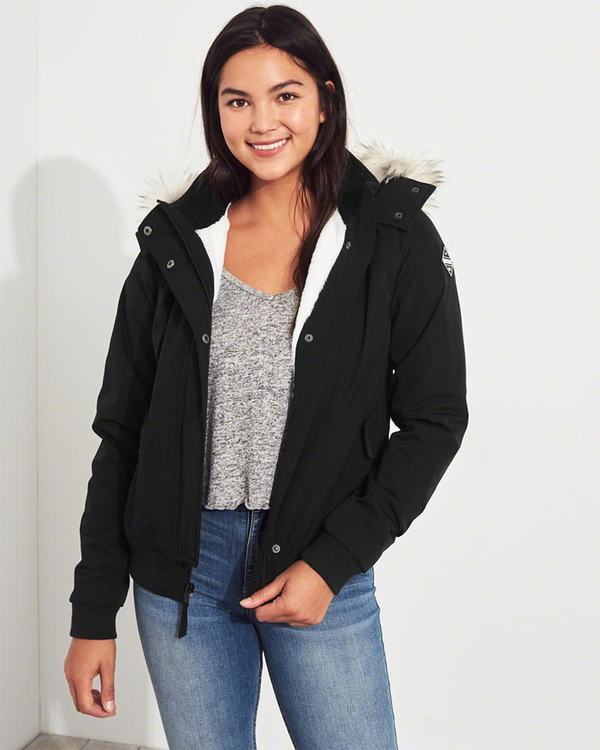 Giacca Hollister Donna Cozy-Lined Bomber Nere Italia (855NIHSK)